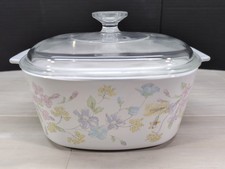 Vintage Corning Ware A-3-B 3 Liter Floral Casserole Dish w Pyrex A-9-C Lid
