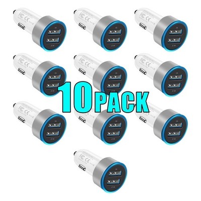 LED 2.1A Dual Port USA Power Adapter Car Charger For Samsung Android Cell Phone