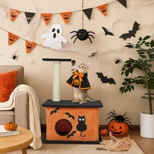 2 Layers Indoor Gothic Cat Scratching Post Activity Ghost Face Halloween House