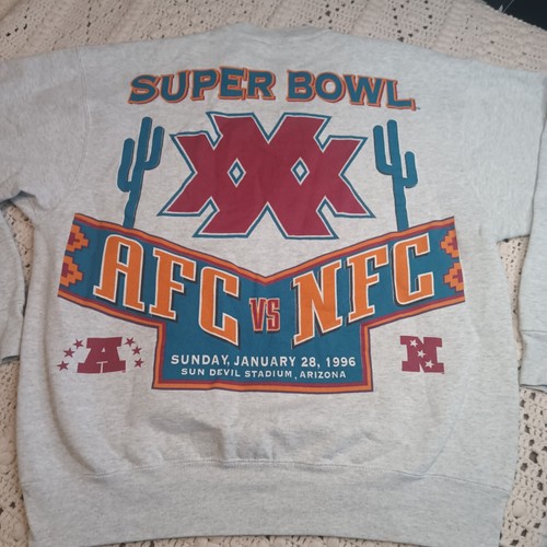 Vtg 90s Super Bowl XXX Sweatshirt Mens XL Cowboys Steelers NFL Arizona 2 Sided - Picture 11 of 15
