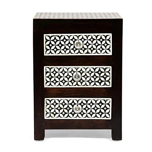 MESA DE NOCHE, nogal oscuro + negra Foto 2 de 4