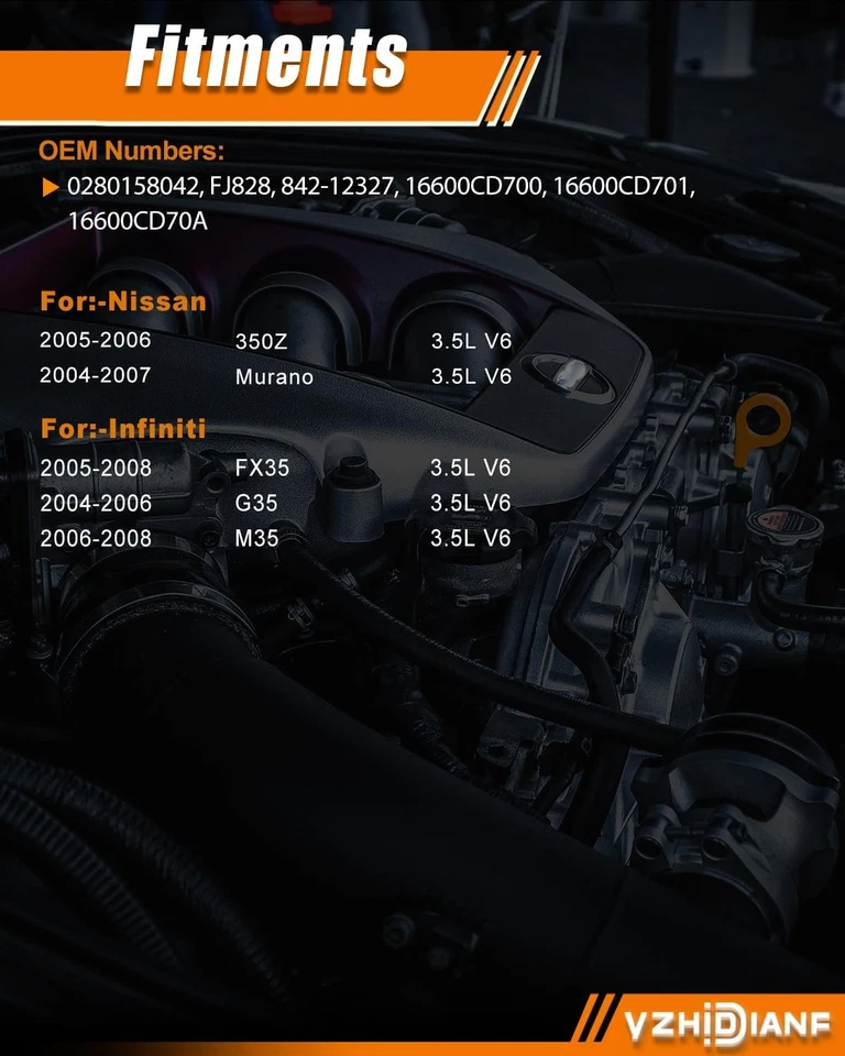 0280158042 injetores de combustível 3,5L serve para:-Nissan 350Z 2005-2006 Murano... - Imagem 2 de 4