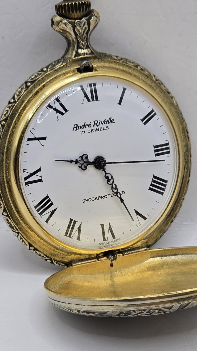 Vintage Andre Rivalle 17 Jewel Pocket Watch FOR PARTS NOT WORKING