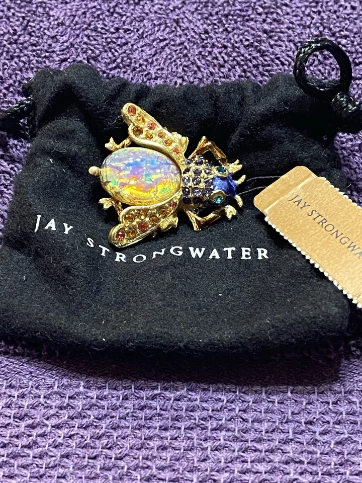 PIN MOSCA JAY STRONGWATER BEJEWELED ÓPALO SWAROVSKI Cristal Firmado con Bolsa Negra Foto 2 de 4