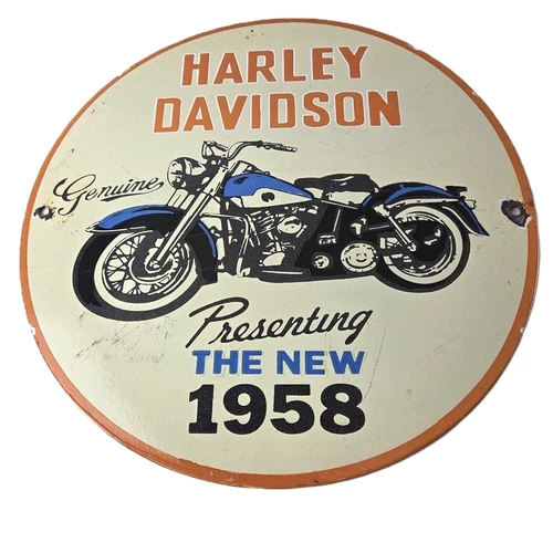 Vintage Harley Porcelain Sign - Davidson Motorcycles Dealership Gas Pump Sign