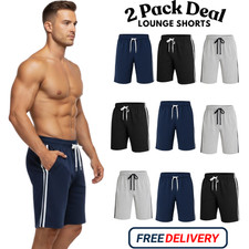 2 x PACK MENS LOUNGE WEAR SHORTS PJS NIGHTWEAR PYJAMA BOTTOM CASUAL PANTS S-2XL