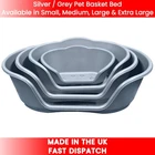 Pet Basket Heavy Duty Plastic Dog Puppy Large Beds Washable Basket Silver Grey