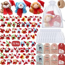 217 Pcs Christmas Mini Stuffed Animals 4.72 Inch with Xmas Gift Tags and Orga...