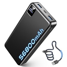 Portable Charger 56800mAh, 22.5W Fast Charging Power Bank with LED Black