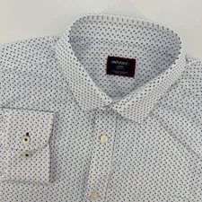 UNTUCKit McKenzie Perf Mens Large Regular Fit Button Down Shirt White Blue Dot