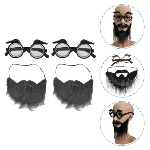 2 Sets Funny Costume Eyewear Decorative Fake Man Beard Beards for Costumes - Picture 5 of 12