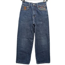 Makaveli Branded Jeans Kids 14 Blue Embroidered Wide Leg Baggy Y2K Hip Hop