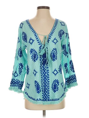Pranella Women Blue 3/4 Sleeve Blouse 2