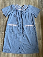 VANITY FAIR Women s XL House Dress Cotton Lightweight Blue Quilted Neckline
