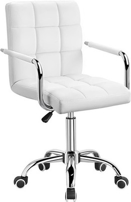 Mid-Back Office Task Chair Ribbed PU Leather Executive Adjustable Desk Chair