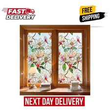 Bectosy Window Privacy Film Stained Glass Window Film Decorative, Static Cling R