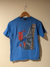 Vintage 2004 Spider-Man Websling Superhero Marvel Comics Blue Boys T-Shirt