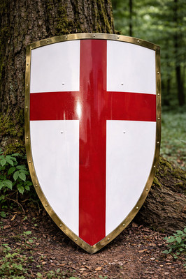 Medieval Crusader Kite Shield Red Cross Knight Steel Shield Viking Wall Decor