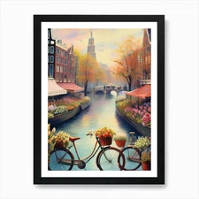 Amsterdam Flower Market Print, Mati Framed Wall Art Poster Canvas Print Picture