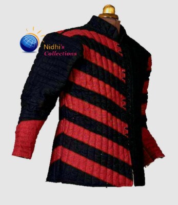 Medieval Thick Padded Gambeson Coat full Sleeves Aketon Jacket SCA LARP