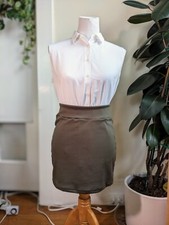 army green / brown retro ponte knit pull on vintage style skirt
