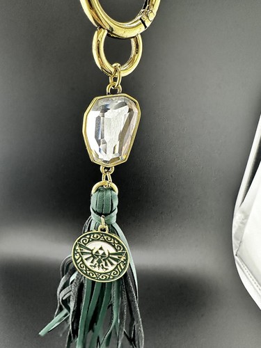 Nintendo Zelda Gamer Keychain with Green Tassle Triforce Video Game Accessories - Picture 7 of 12