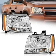 WEELMOTO Pair Headlights For 2007-2014 Chevy Suburban Tahoe Avalanche with Bulbs