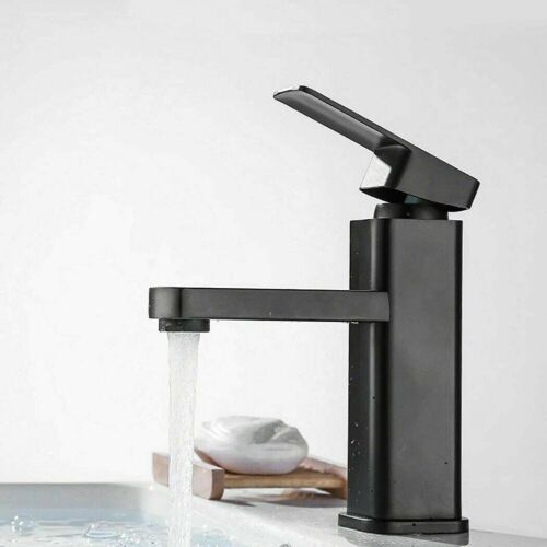 304 Stainless Steel Black Single Cold Sink Faucet Bathroom Counter Basin Faucet - Afbeelding 1 van 4
