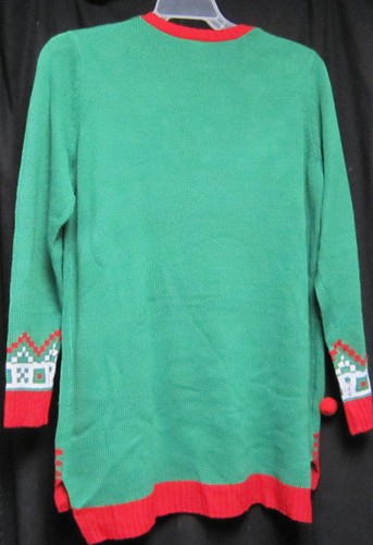 Damen 1X 16W grüner Weihnachtspullover Weihnachtsmann mit Sonnenbrille - Bild 5 von 6