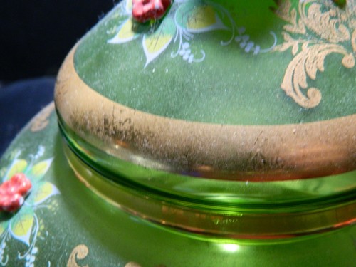 Vintage Murano Empoli Green Embellished Art Glass Pedestal Covered Jar VG-Excel - Picture 11 of 12