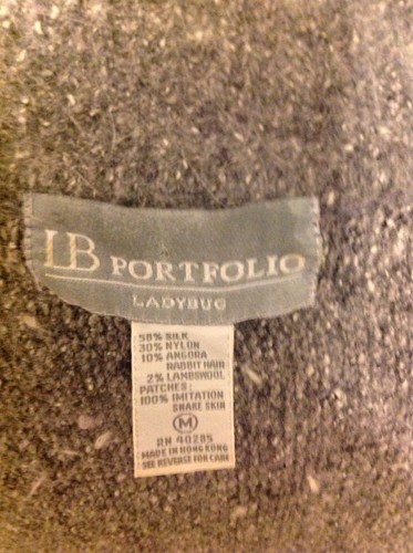 LADYBUG LB Portfolio Women's Medium Grey Turtleneck Angora Silk Wool Sweater - Picture 7 of 8