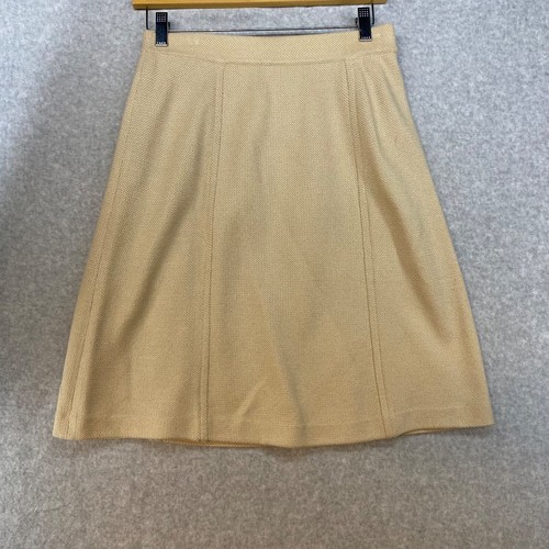 St John Collection Marie Gray Size 8 Cream Knit Gold Button 2 Piece Skirt Suit - Picture 9 of 13