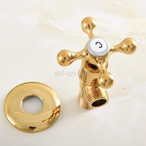 1pcs Gold Color Brass 1/2"malex 1/2" male Brass Bathroom Angle Stop Valve aav013 - Picture 3 of 7