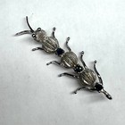 Vtg Les Bernard Signed Sterling Silver Rhinestone Blue Stone Centipede Brooch