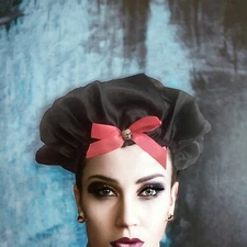 Bonnet Gothic Satin Sleep Night Cap Hair Hat #13 Red Bow Skull womens