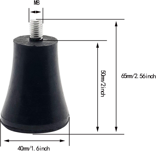 4Set Rubber Furniture Pads Feet with T-Nut,2Inch Height Risers,Large Extra Tall - Picture 4 of 12