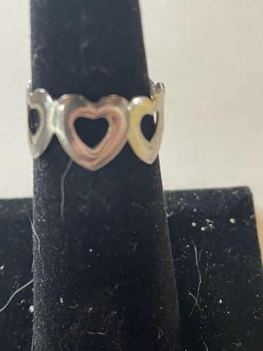925 Sterlingsilber offenes Herz Ring -- Größe 6. Ref #R-11 - Bild 3 von 8