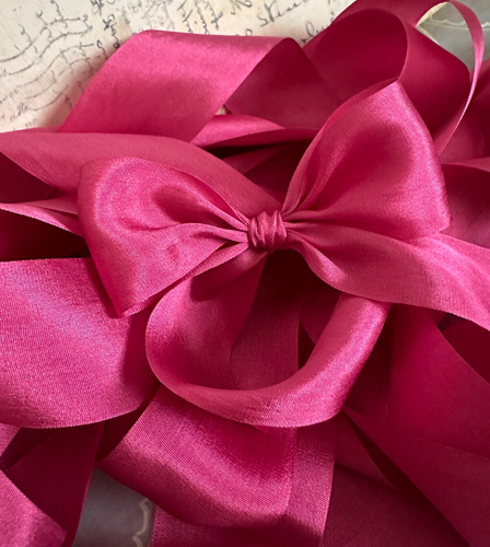 3 Yards REAL Silk Ribbon 1.25" Wide CERISE / Hot Pink Real Silk WATCH VIDEO NOW - Picture 3 of 5