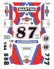 8 - 7 Martini Alfa Romeo 156 V6 DTM 1/64th HO Scale Slot Car Decals