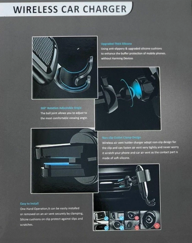 Автомобильное беспроводное зарядное устройство для телефона Sansai - Изображение 4 из 4