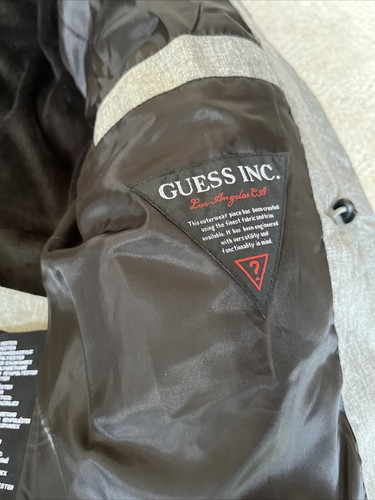 NWT - Guess Puffer Gray Coat Jacket Brown Faux Fur Trimmed Hood Size XL - Picture 12 of 14