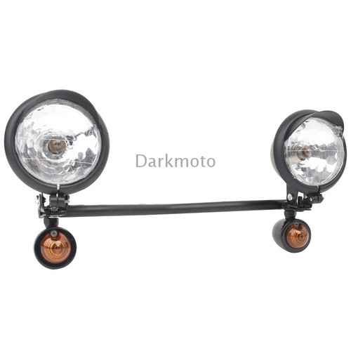 Chrome/Black Motorcycle Driving Passing LED Turn Signal Spot Fog Lights Bar Kit - Bild 4 von 14