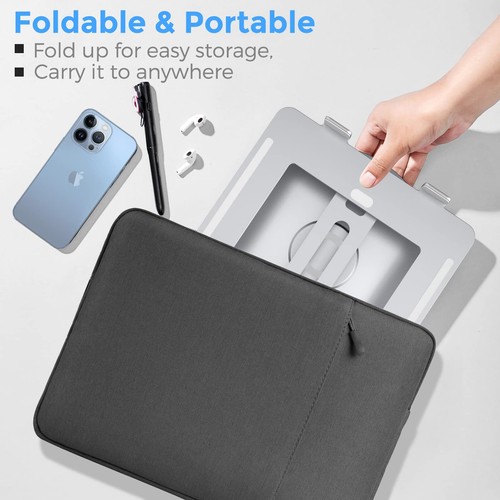 Swivel Laptop Stand Adjustable Height Aluminum Riser 360 Rotating Foldable - Picture 5 of 8