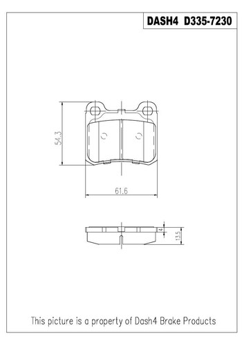 Disc Brake Pad-Organic Premium Pad Rear Dash 4 Brake D335 NEW OLD STOCK - Picture 1 of 1