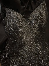 56071 Black bedazzled Sherri Hill Dress size with train 000 Worn once 