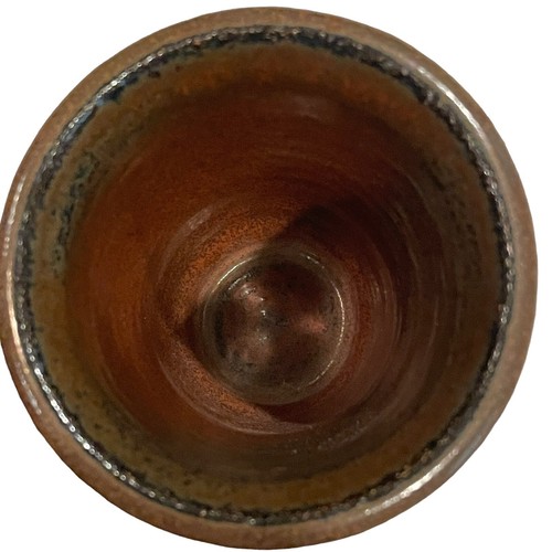 Taza vaso cerámica artística B Campbell florero marrón topo esmalte por goteo textura firmada de 5" - Imagen 10 de 17