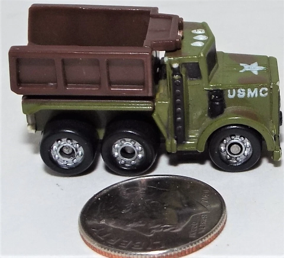 Small Micro Machine Military USMC 6X6 Dump Truck in  Green Camouflage - Image 2 of 3