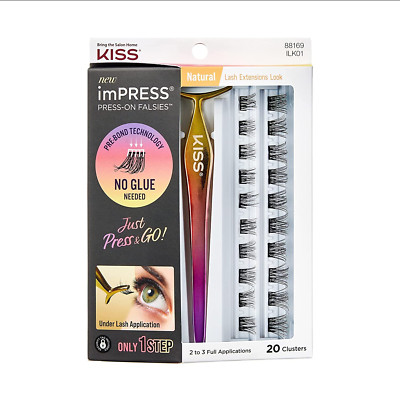 KISS imPRESS Falsies False Eyelashes, Lash Clusters, Natural', 12 mm, Includes 2