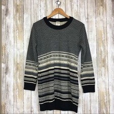 São Paulo Sweater Dress Gray Black Patterned Sz Lg