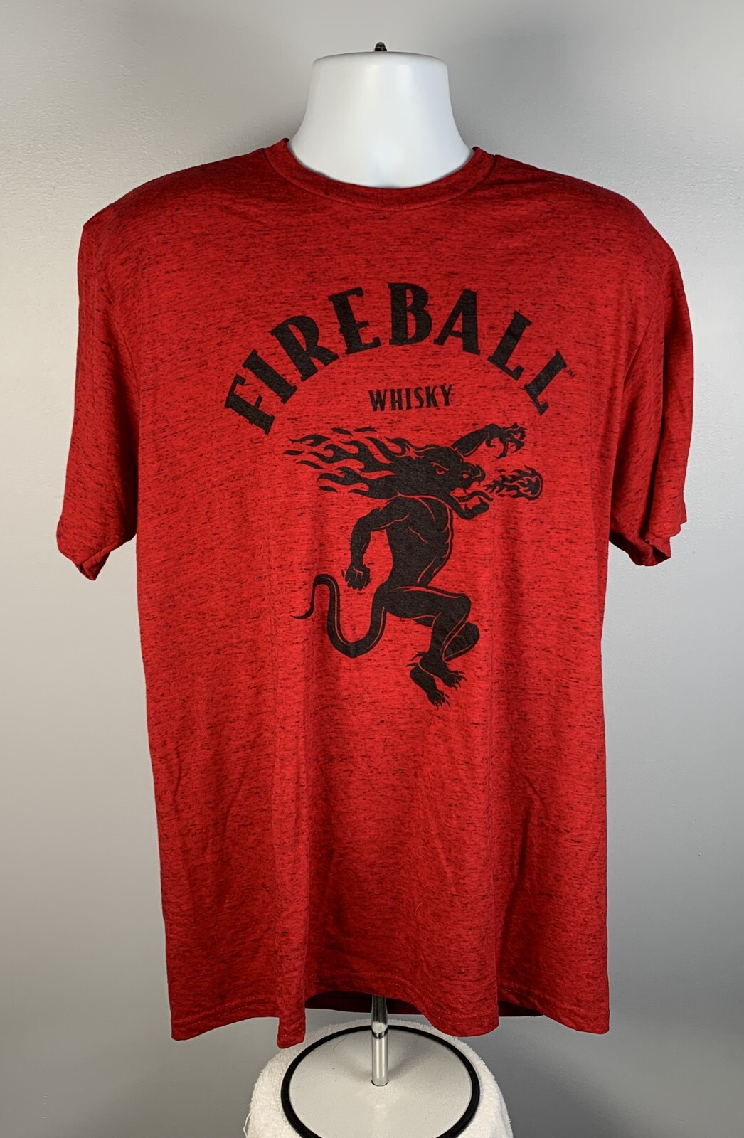 ALTRA T shirt Fireball Cannella Whisky Diavolo Logo Uomo XL Misto Poliestere Rosso